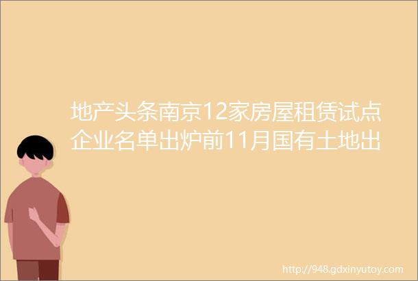 地产头条南京12家房屋租赁试点企业名单出炉前11月国有土地出让收入同比增353